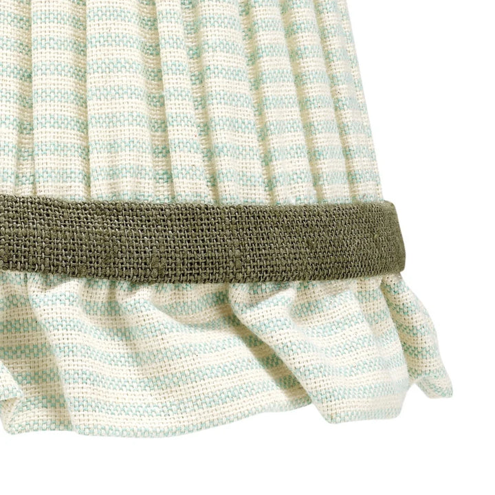 Frilled Pleated Linen Lampshade - Green Stripe