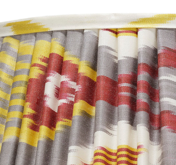 GREY, YELLOW and BURGUNDY IKAT LAMPSHADE