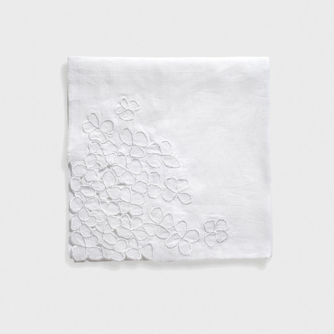 Hydrangea Dinner Napkins, White, Set of Two