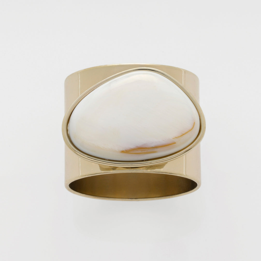 Mother Of Pearl Gilt Edge Shell Napkin Rings - Pair