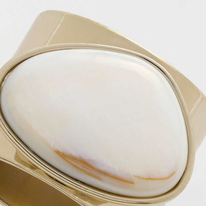 Mother Of Pearl Gilt Edge Shell Napkin Rings - Pair