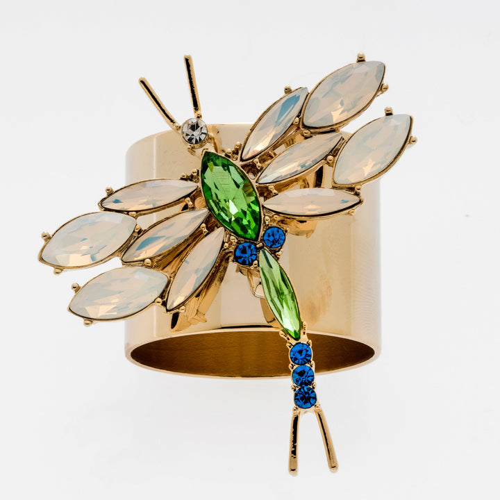 Opal Dragonfly Napkin Rings - Pair