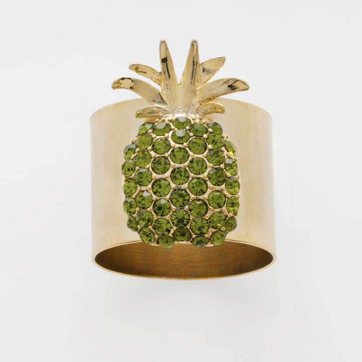 Olive Pineapple Napkin Rings - Pair