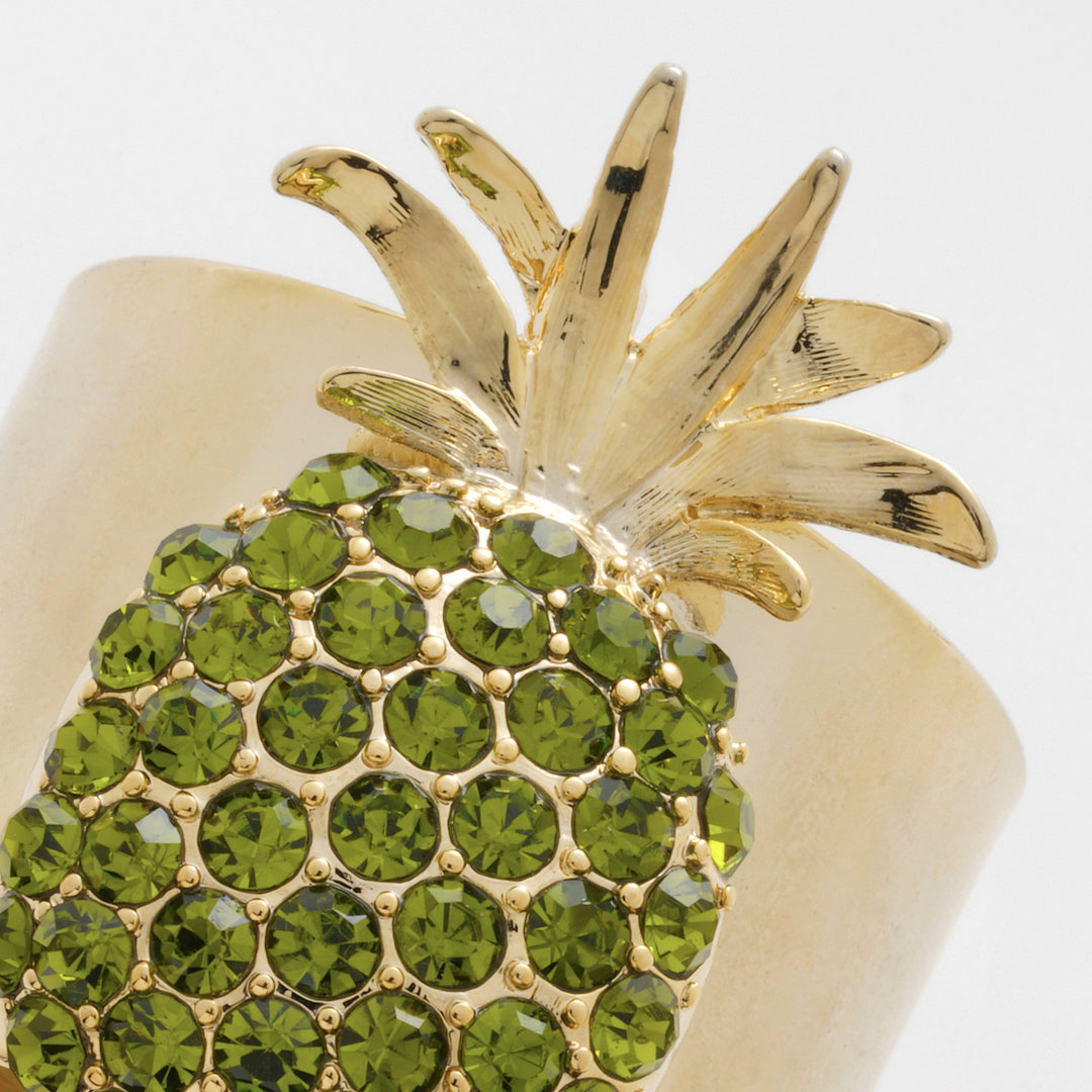 Olive Pineapple Napkin Rings - Pair