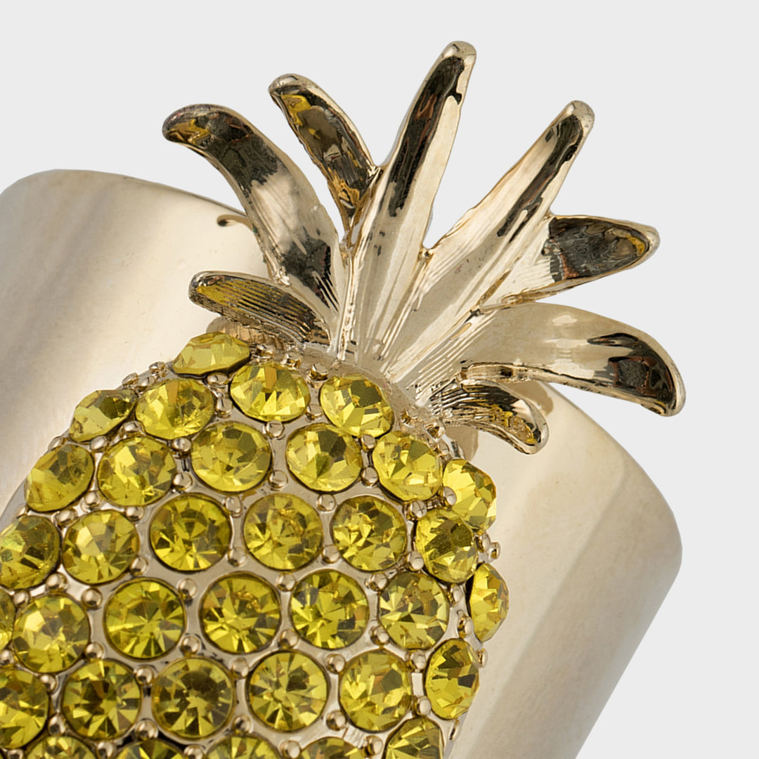 Yellow Pineapple Napkin Rings - Pair