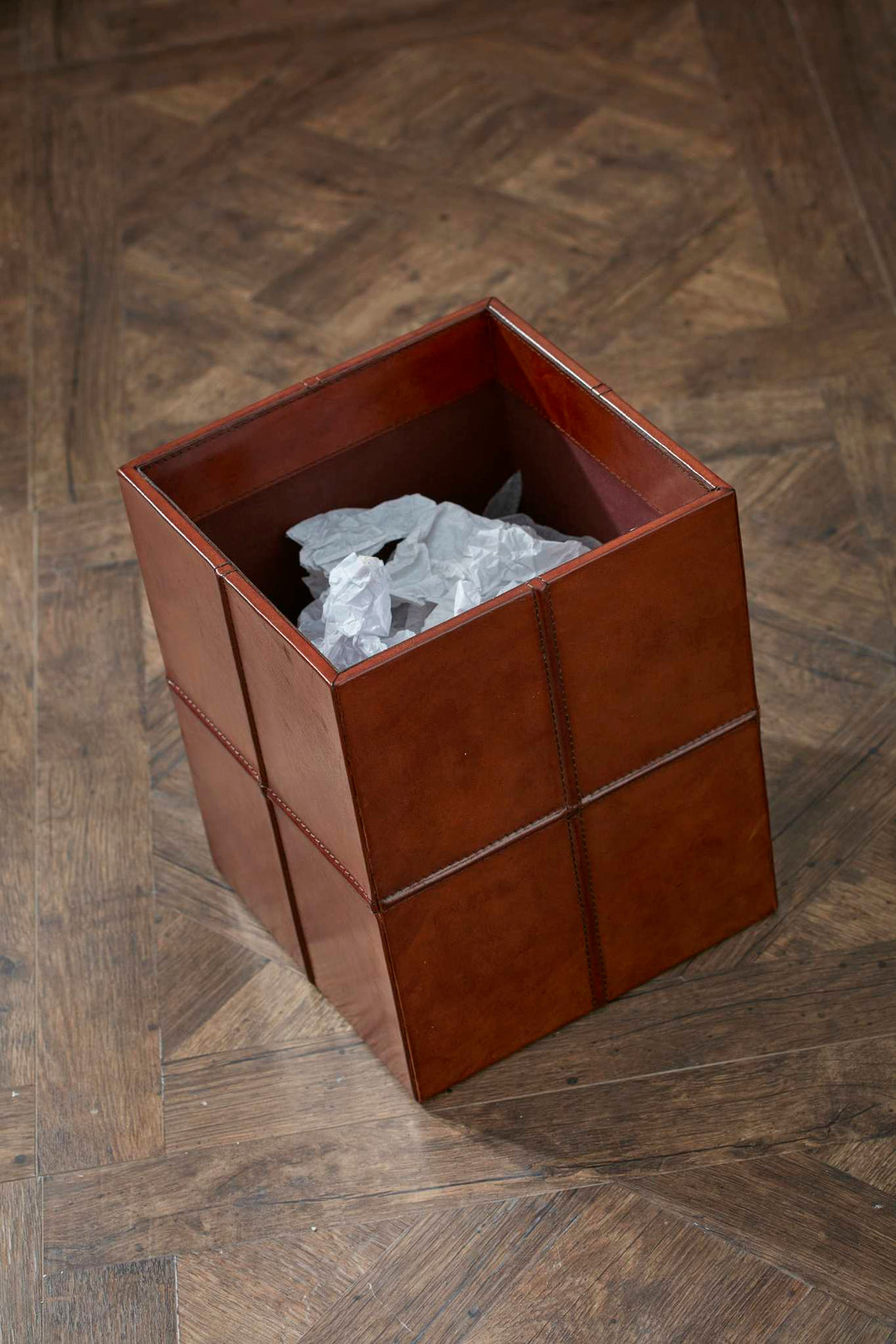 Sandown Classic Tan Leather Wastepaper Bin
