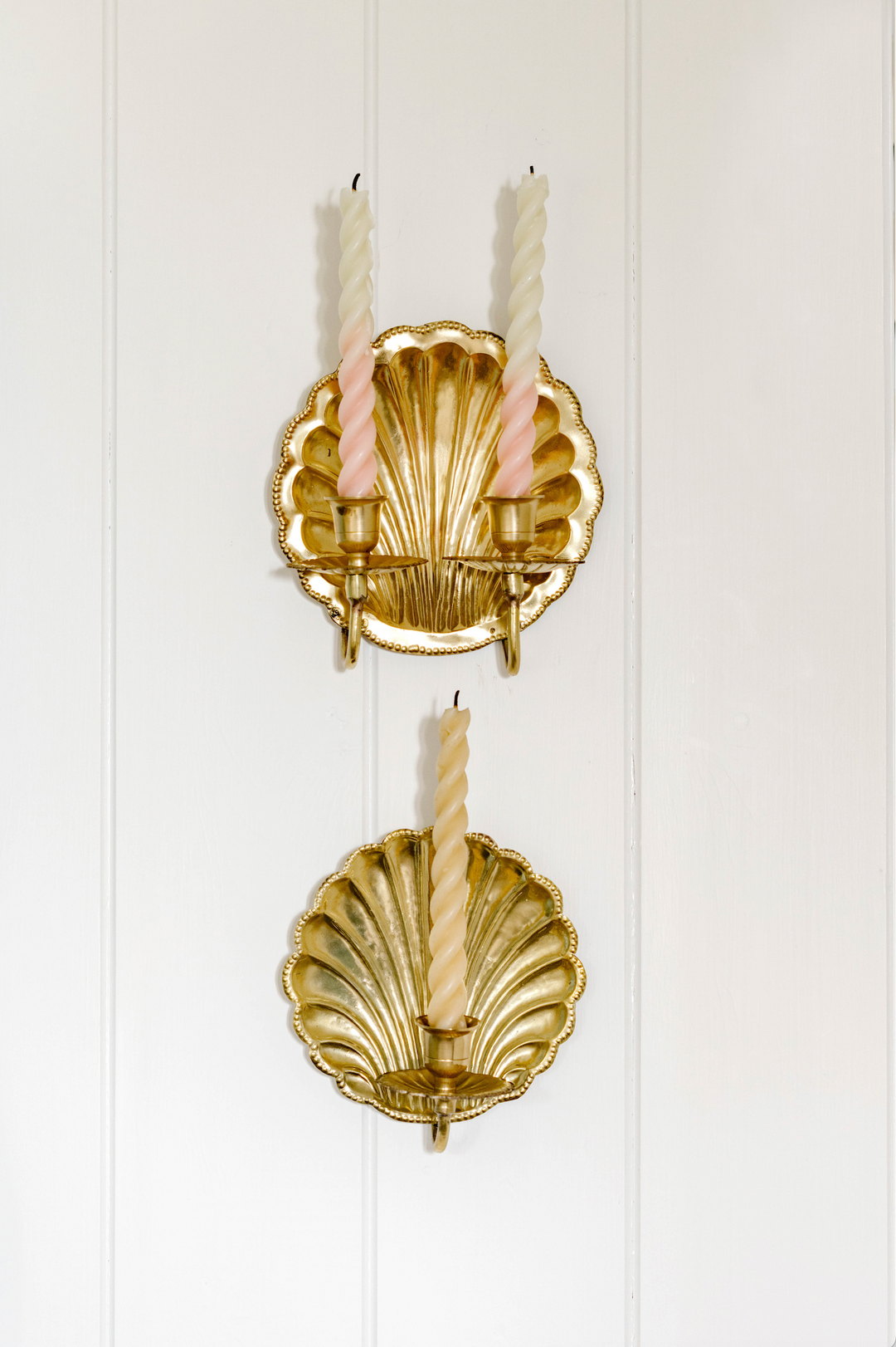 Shell Brass Wall Sconce - Double
