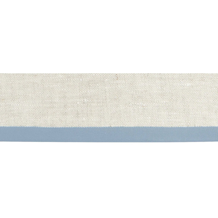Stretched Linen Lampshade - Ribbed Sky Blue Trim