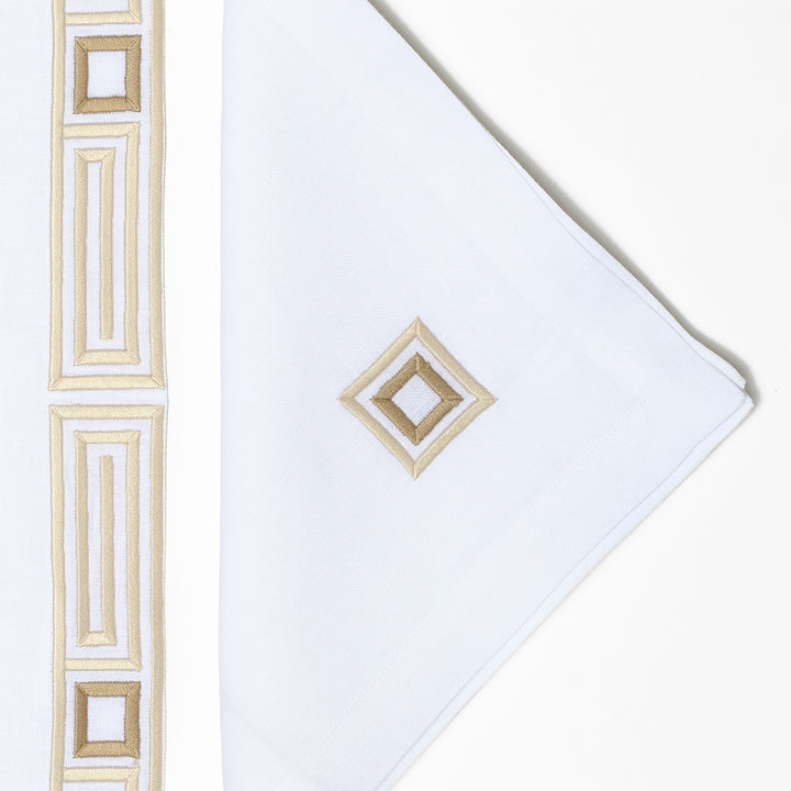 Dubai Gold Embroidered Linen Placemat & Napkin Set