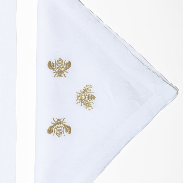 Gold Embroidered Bees Linen Placemat & Napkin Set