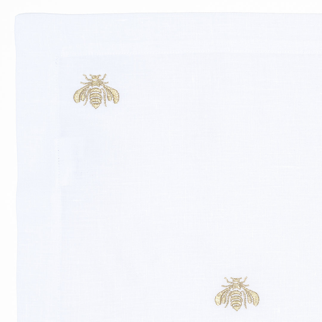 Gold Embroidered Bees Linen Placemat & Napkin Set