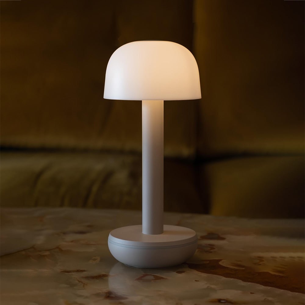 Two Wireless Table Lamp - Beige Frosted