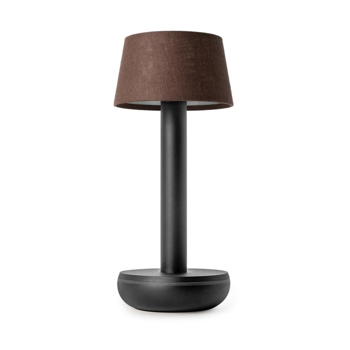 Two Wireless Table Lamp - Black & Brown Linen