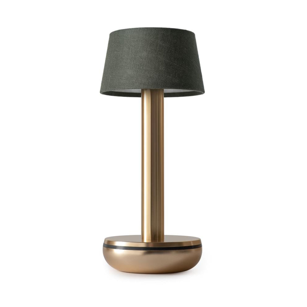 Two Wireless Table Lamp - Gold & Emerald Linen
