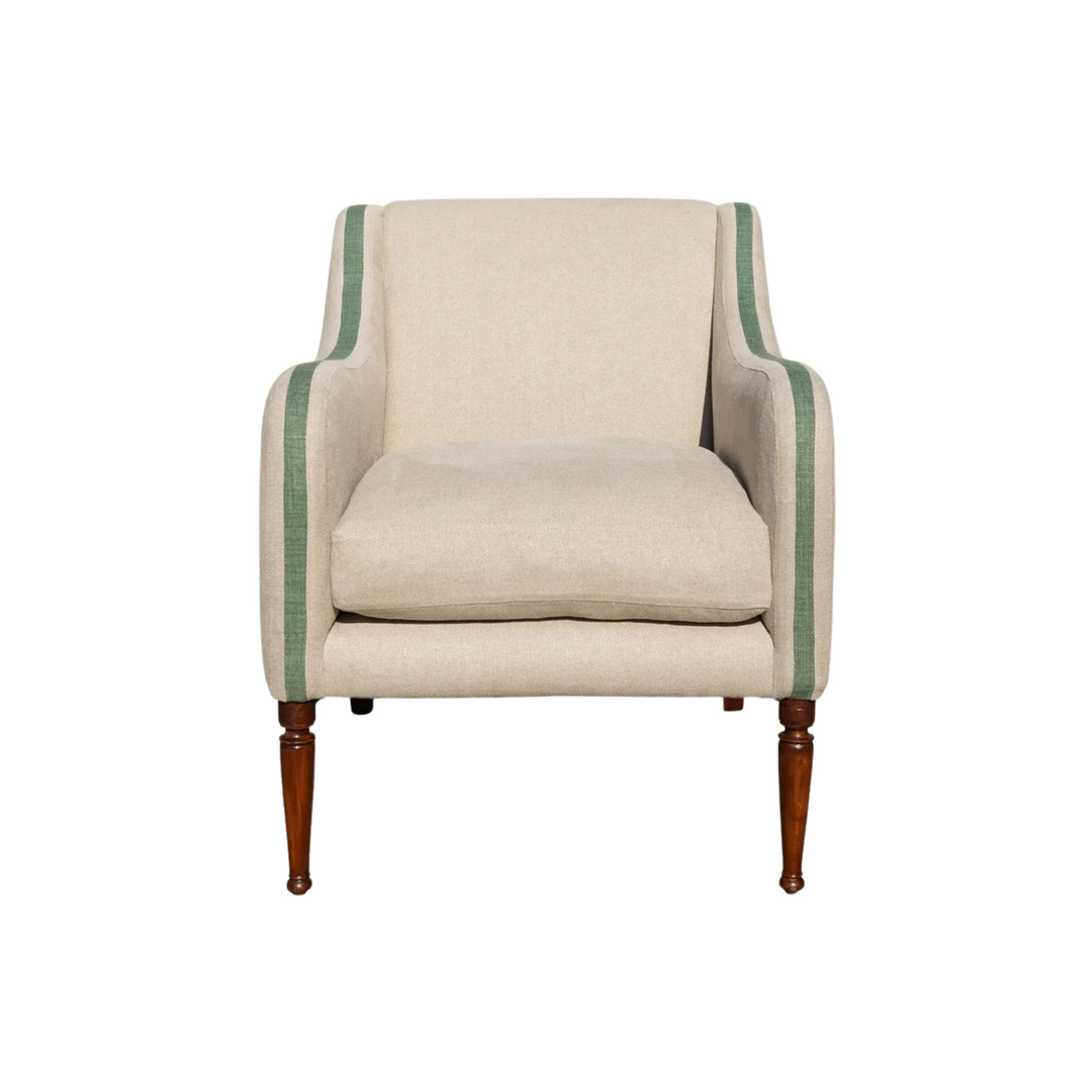 Classic Linen Upholstered Armchair - Fern