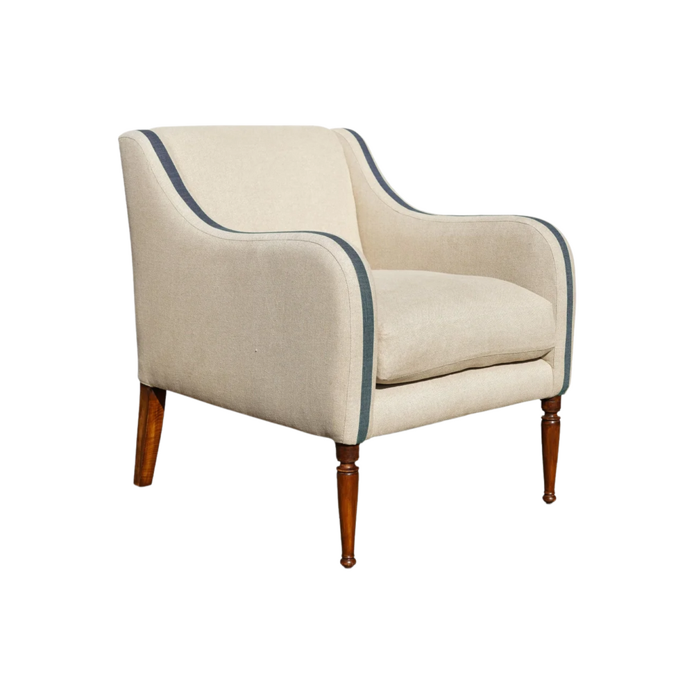 Classic Linen Upholstered Armchair - Indigo
