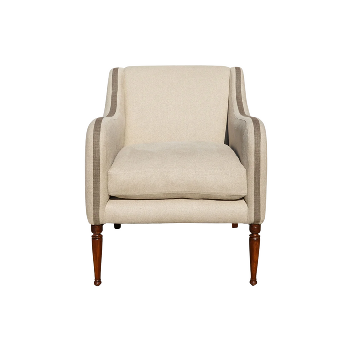 Classic Linen Upholstered Armchair - Nutmeg