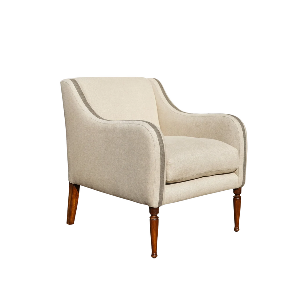 Classic Linen Upholstered Armchair - Nutmeg
