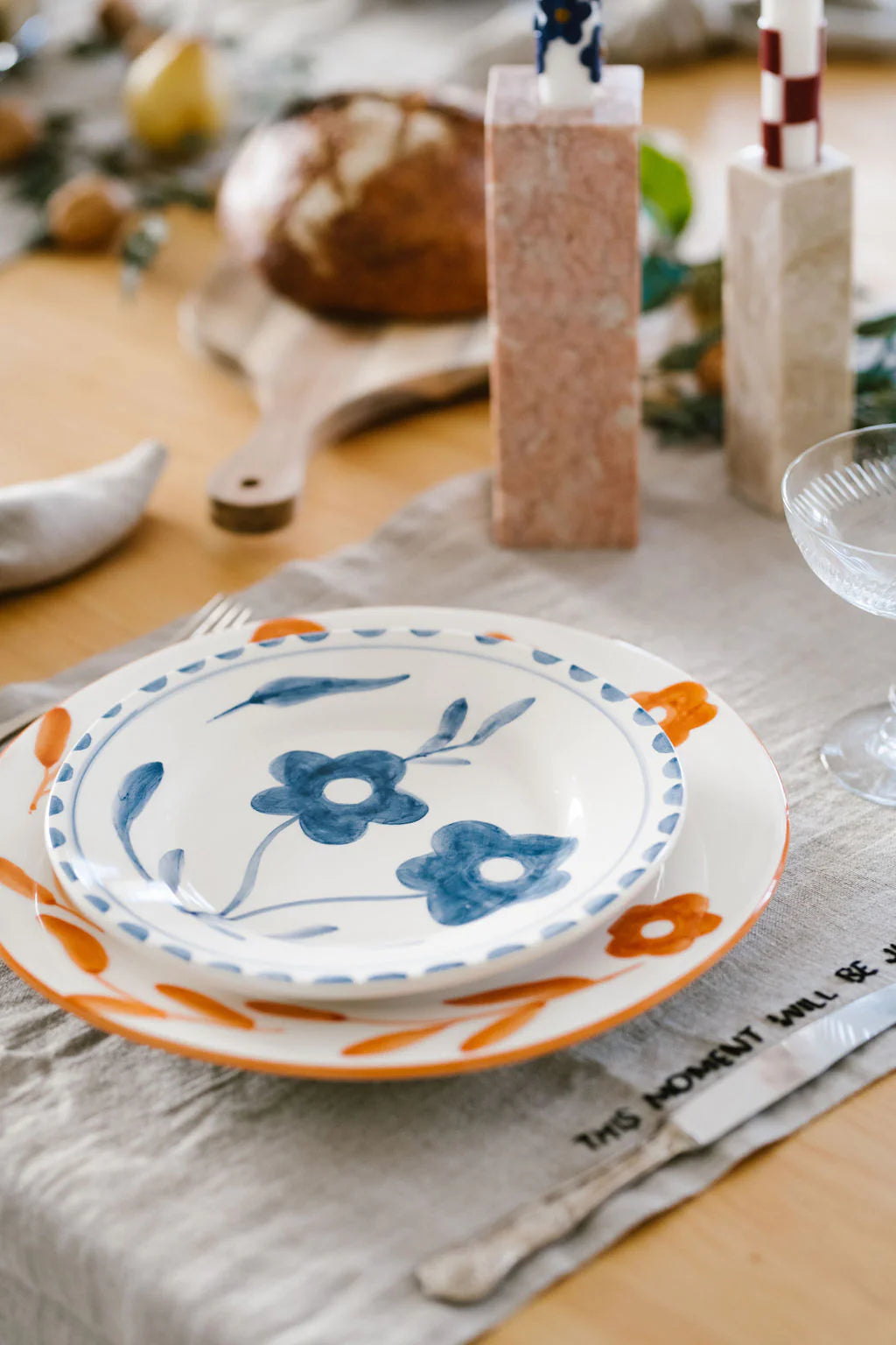 Blue Flowers Ceramic Dessert Plate