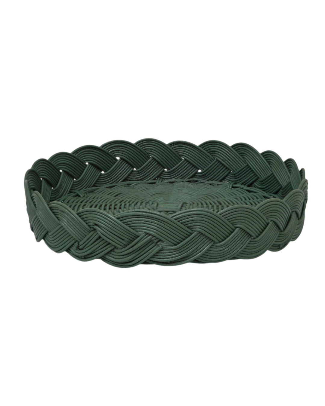 Plaited Woven Tray - Dark Green