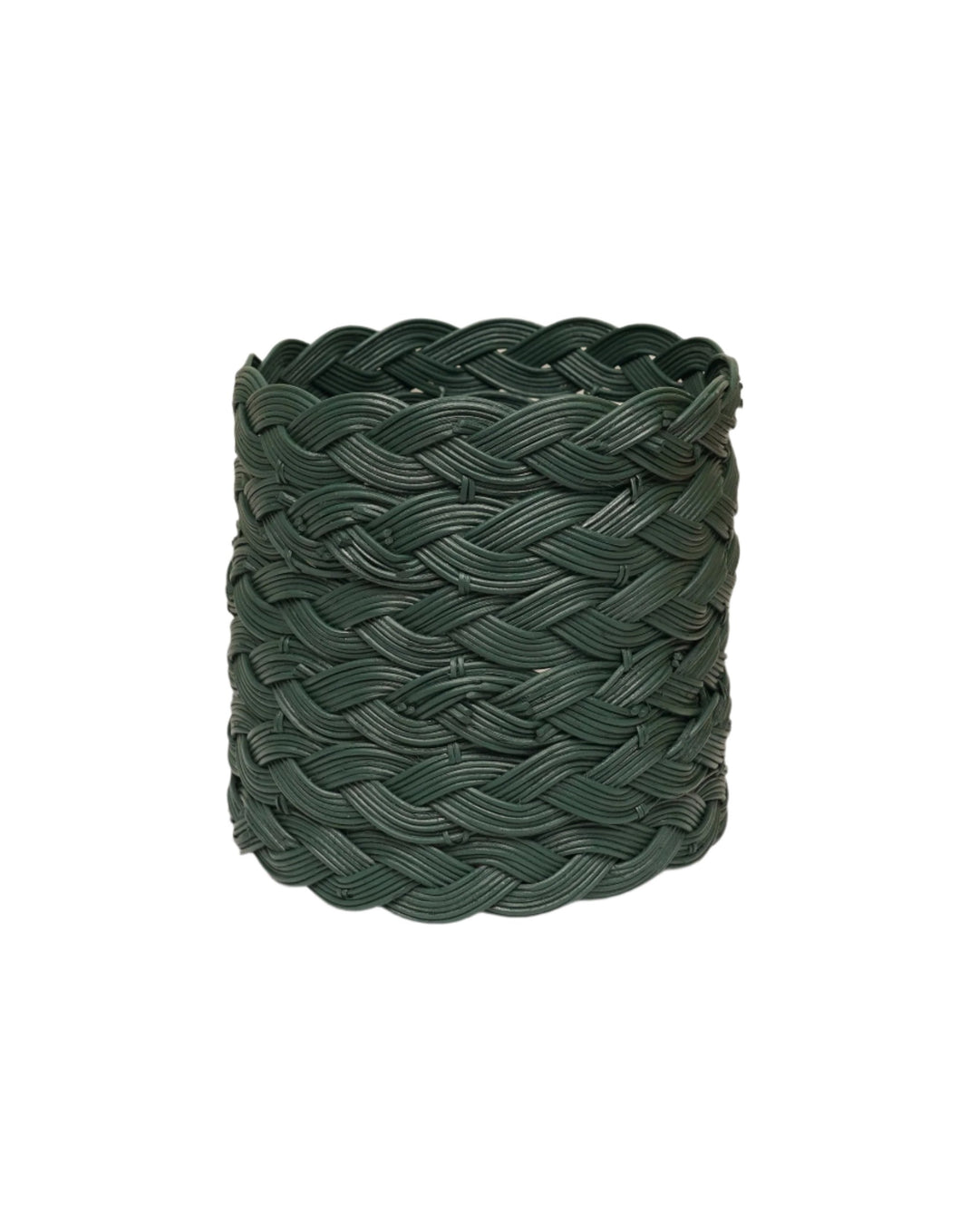 Plaited Waste Paper Basket - Dark Green