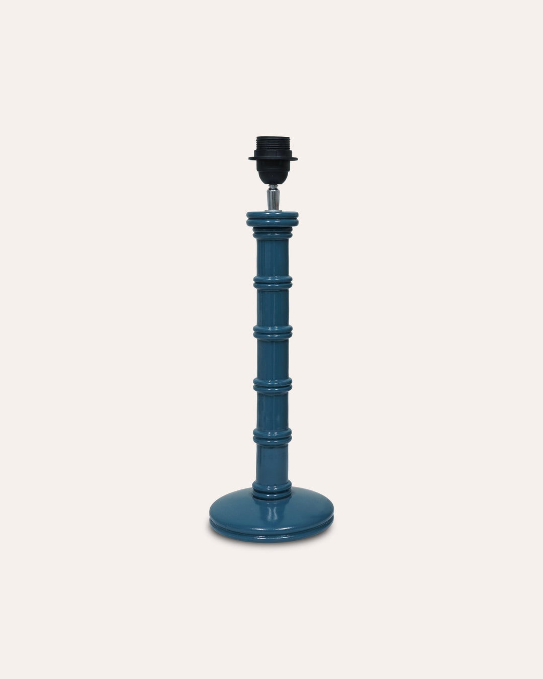 Gloss Painted Wooden Column Table Lamp - Blue