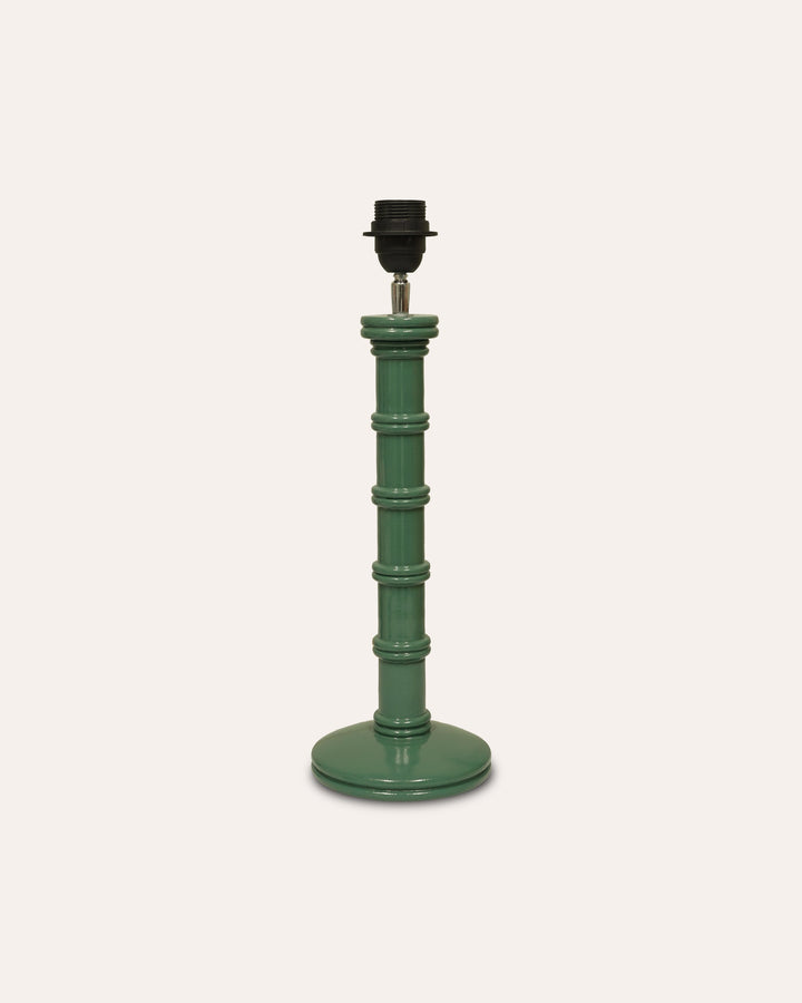 Gloss Painted Wooden Column Table Lamp - Green