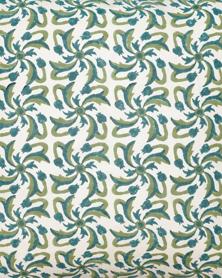 Rueda Tile Print Cushion - Blue & Green