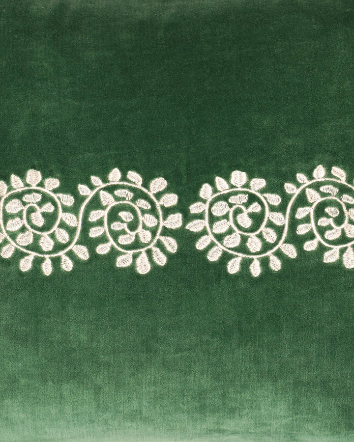 Cordoba Embroidered Velvet Cushion - Green