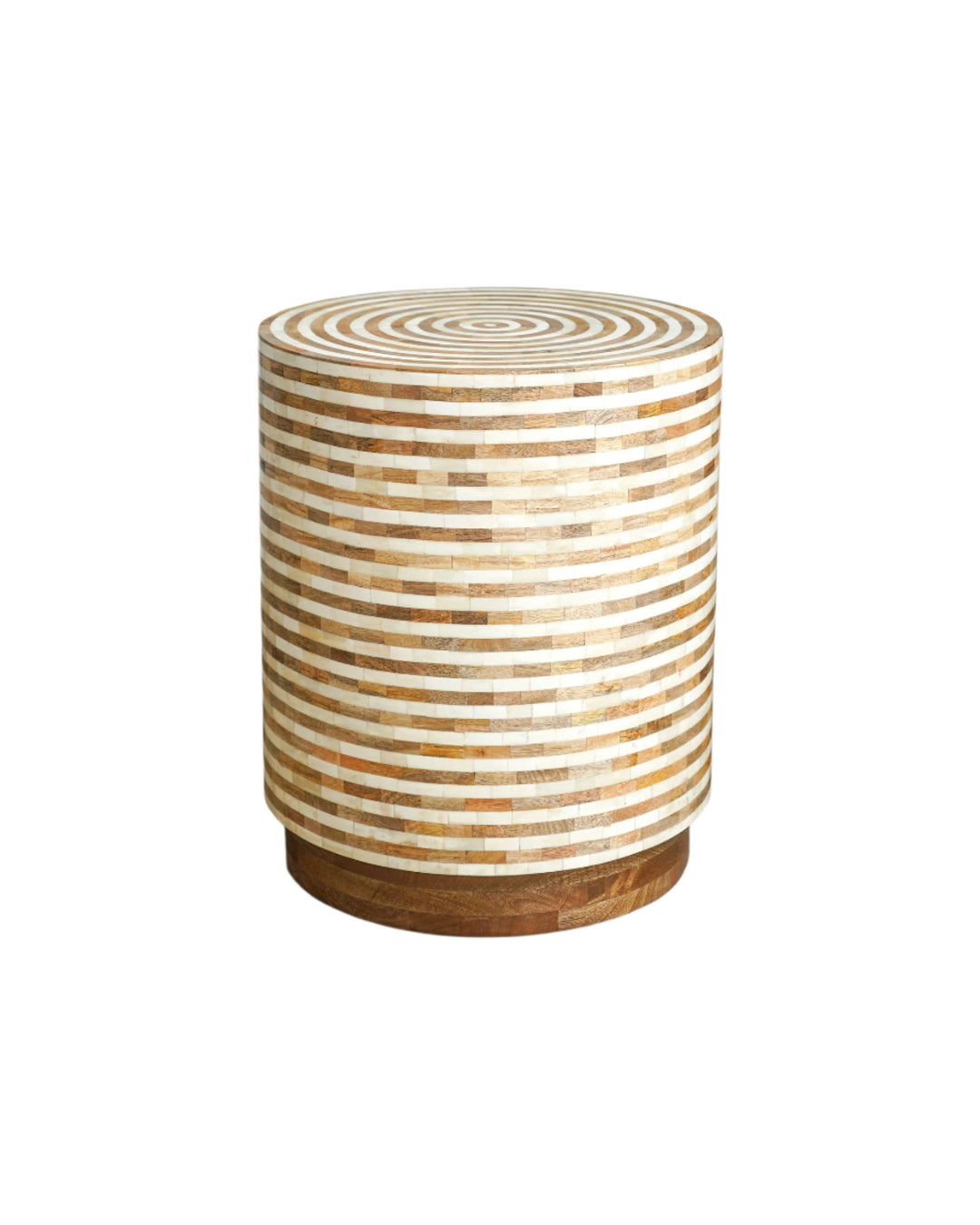 Havana Stripe Bone Inlay Side Table