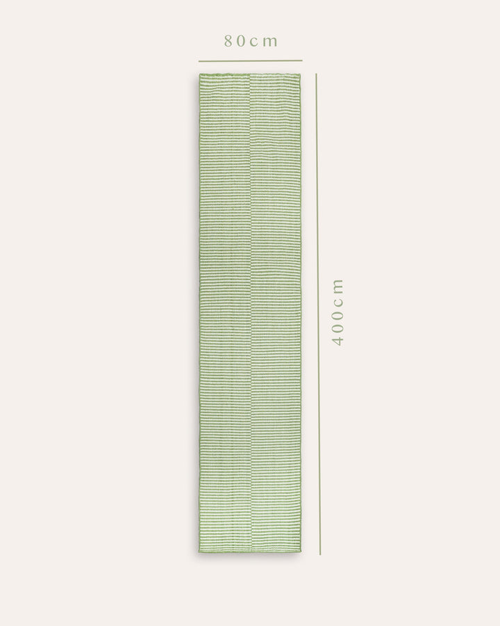 Striped Panel Wool Runner - Green