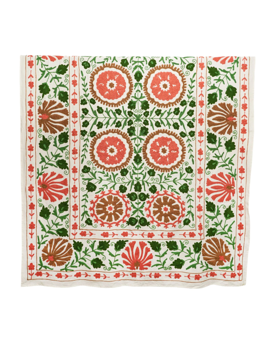 Dumaloq Suzani Throw - Green/Red