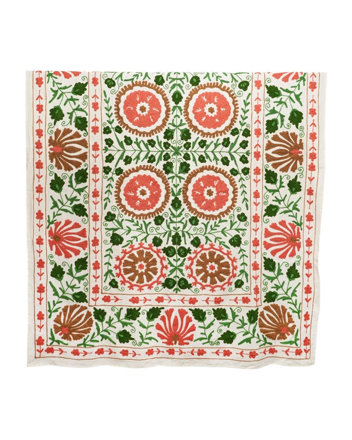 Dumaloq Suzani Throw - Green/Red