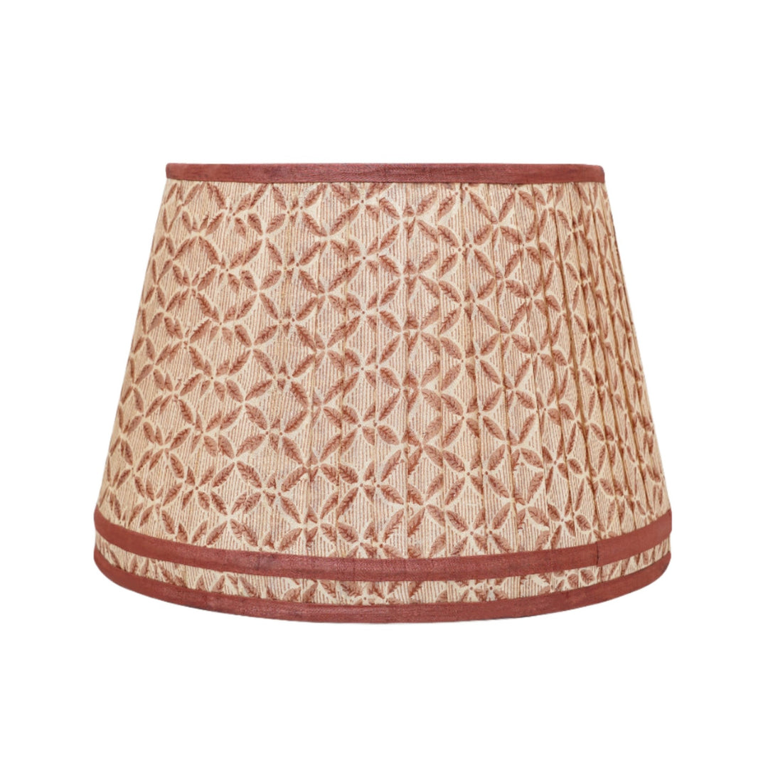 Trellis Pleated Silk Double Band Lampshade - Pink