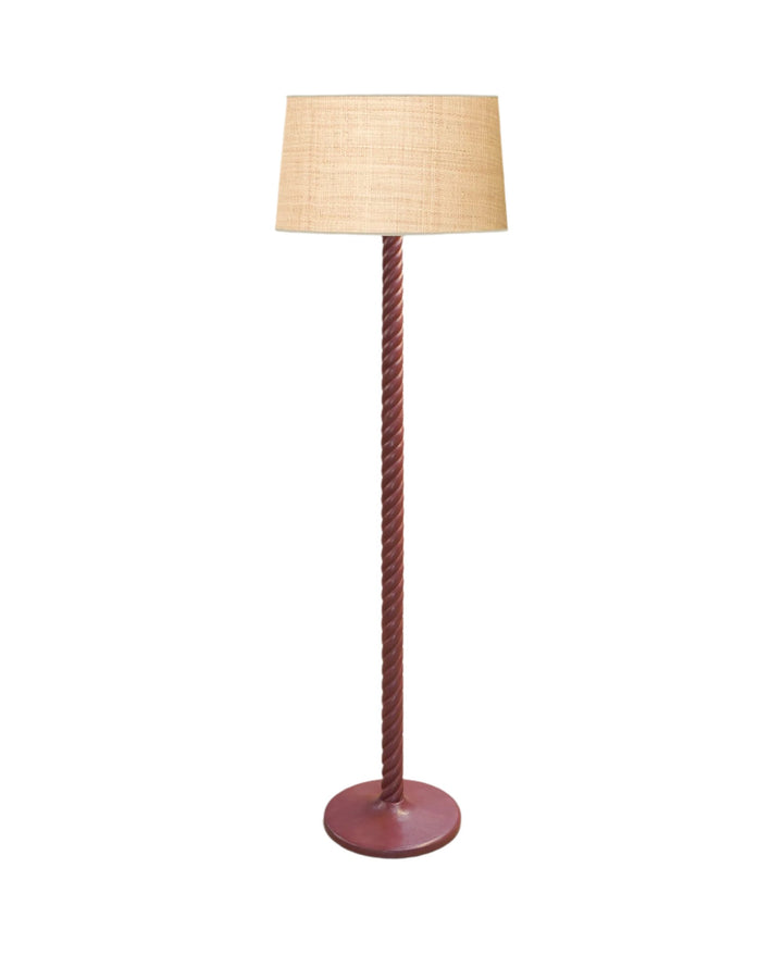 Twisted Wooden Floor Lamp - Red