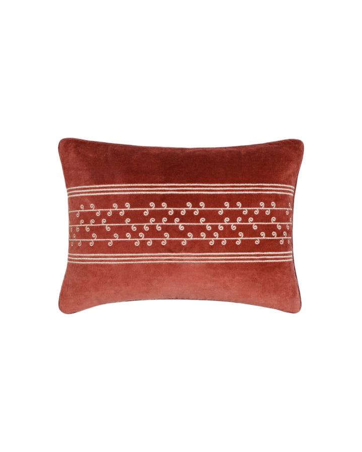 San Juan Embroidered Velvet Cushion - Red