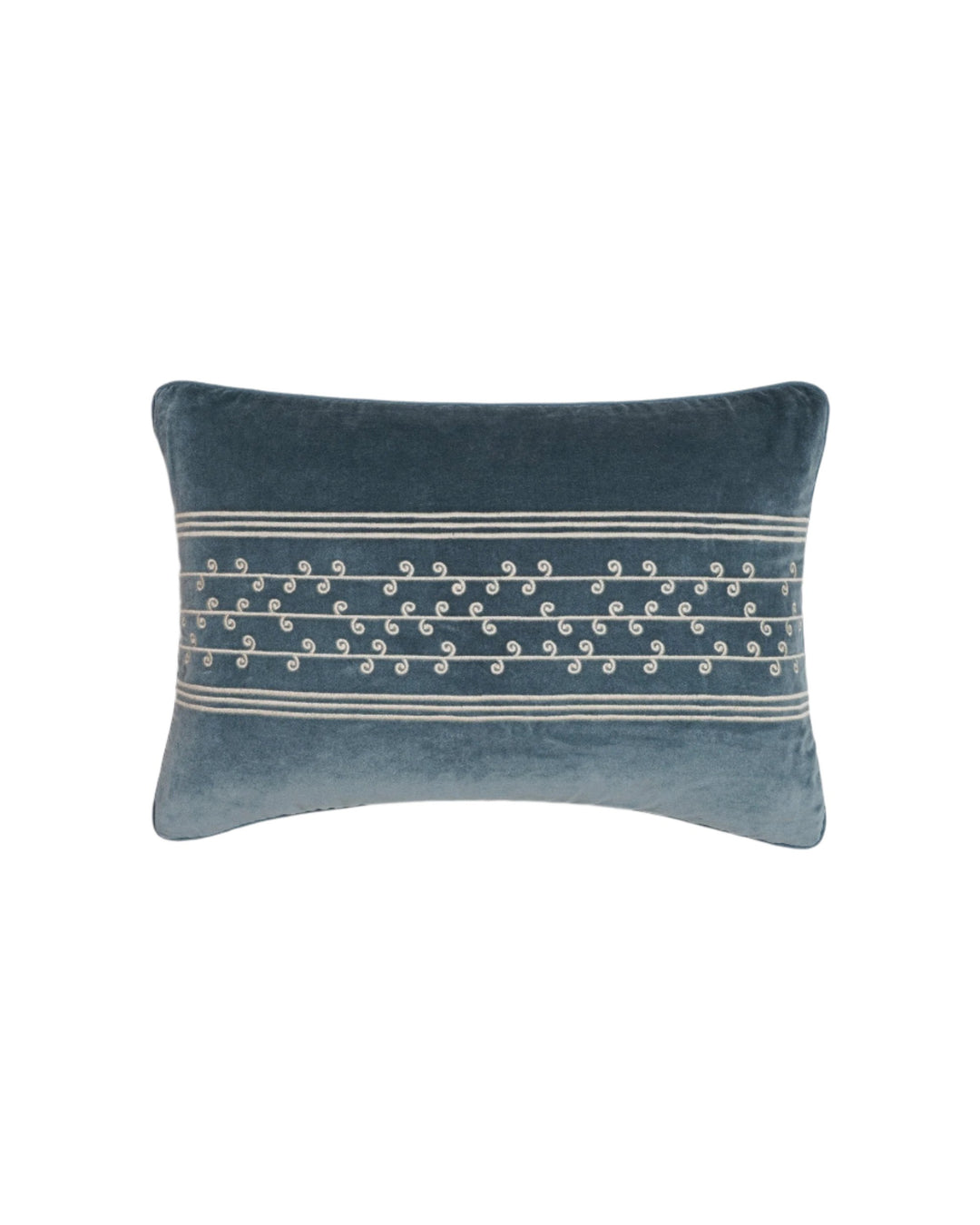 San Juan Embroidered Velvet Cushion - Blue