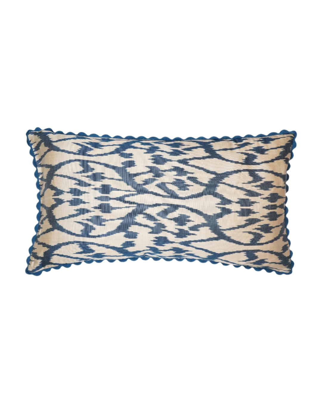 Silk Ikat Patterned Cushion - Blue