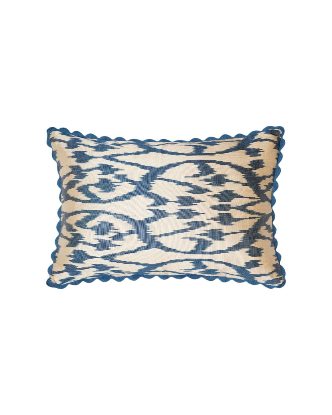 Silk Ikat Patterned Cushion - Blue