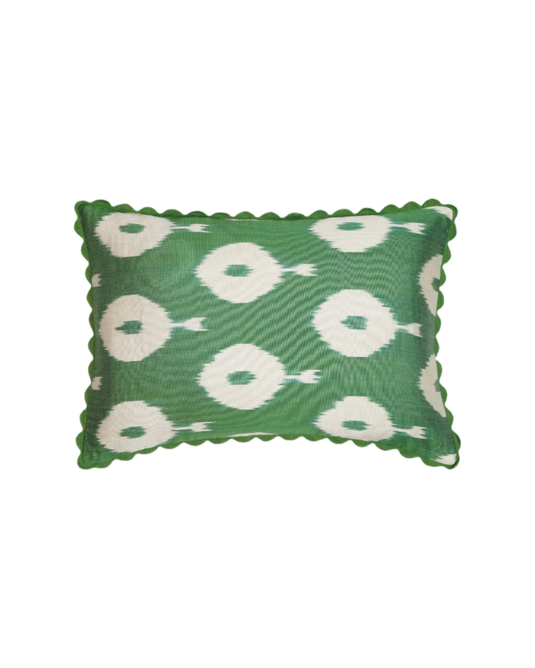 Silk Ikat Patterned Cushion - Green