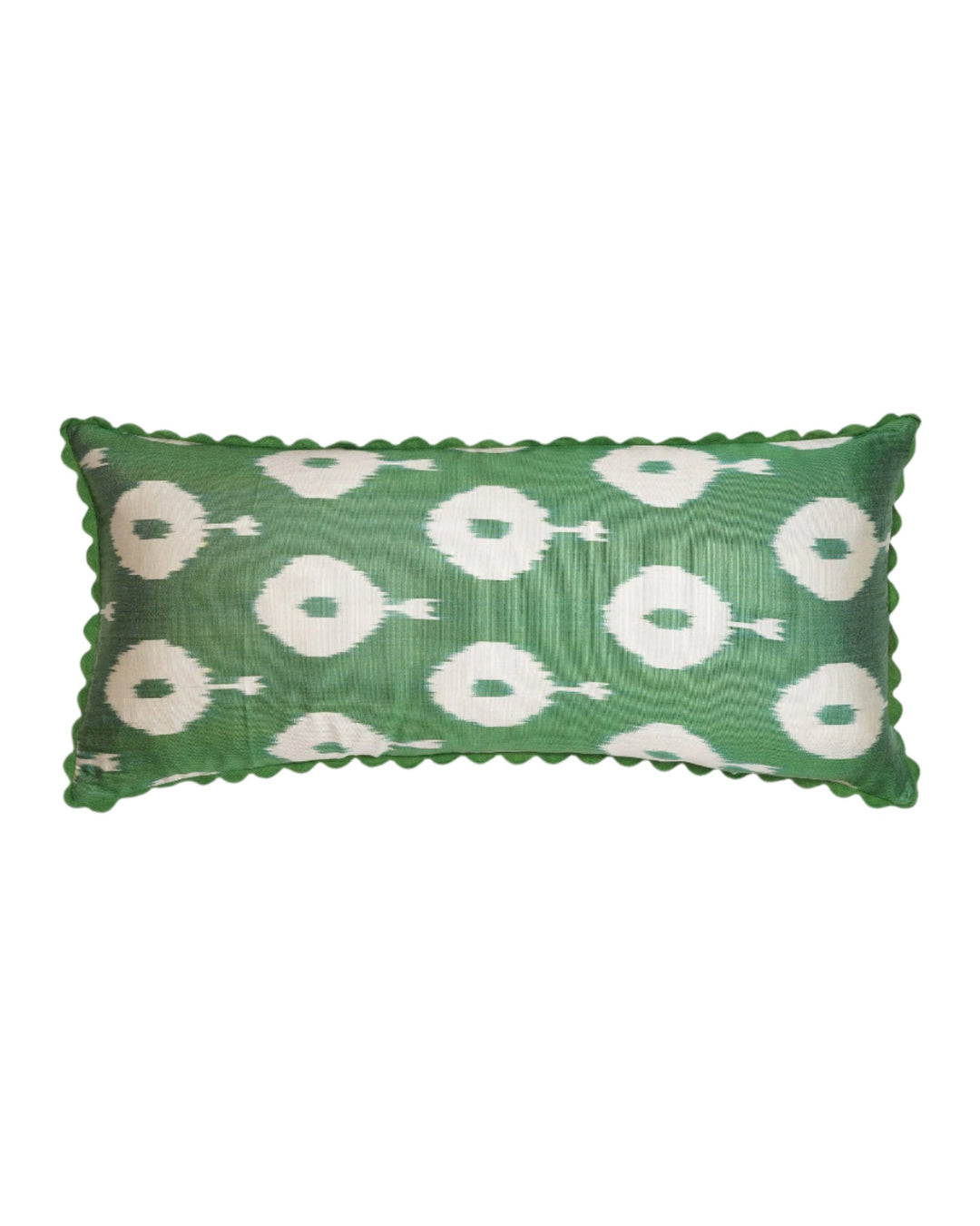 Silk Ikat Patterned Cushion - Green