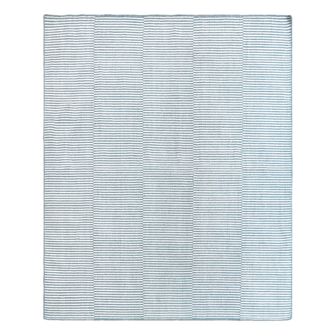 Blue Panel Striped Wool Rug