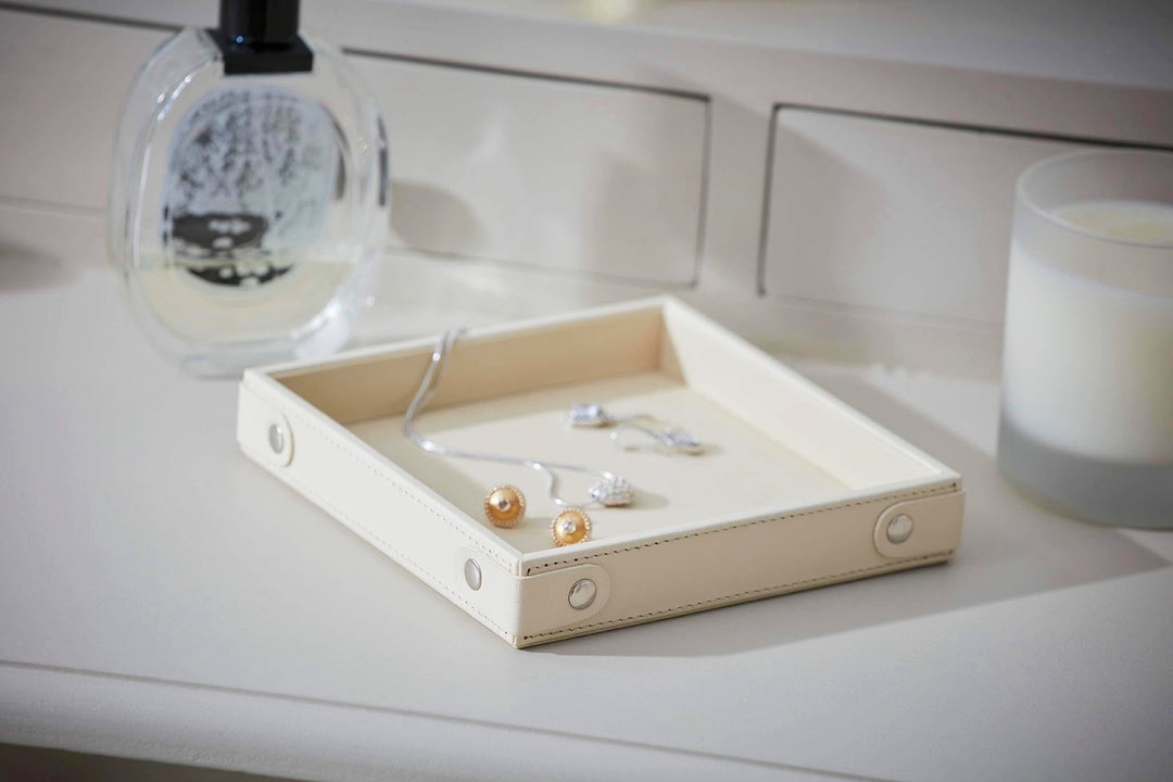 Willa Ivory Leather Jewellery Tray