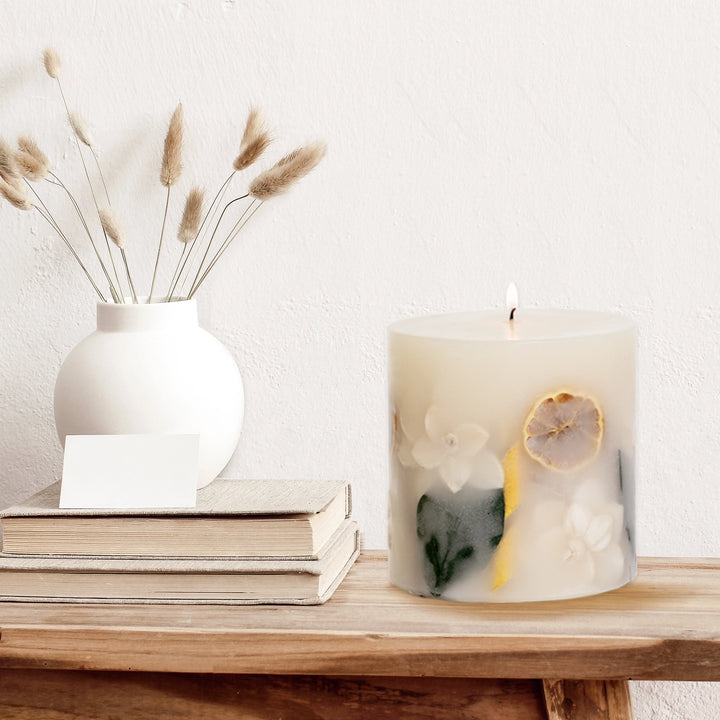 Lemon Zest & Thyme Botanical Pillar Candle