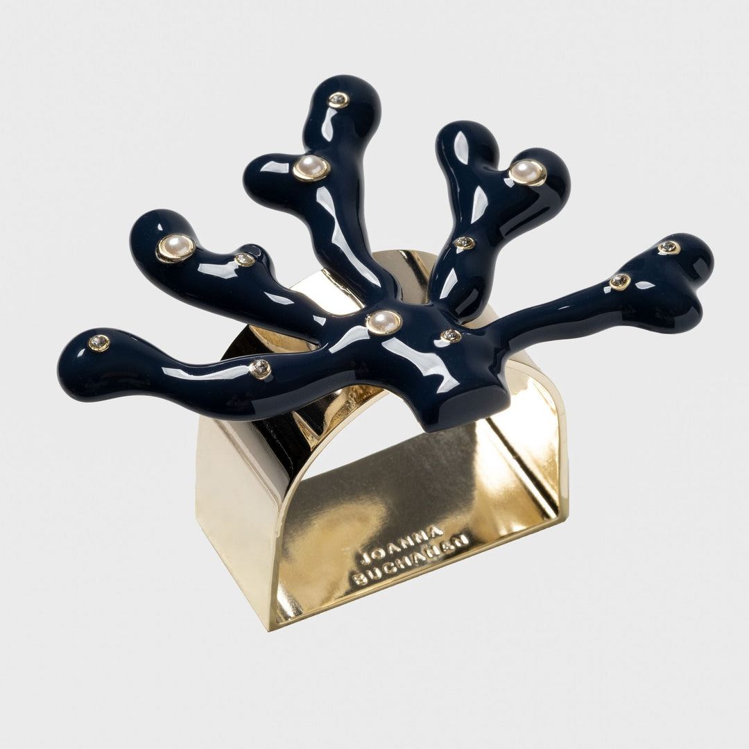 Coral Napkin Rings, Navy, Set of Four