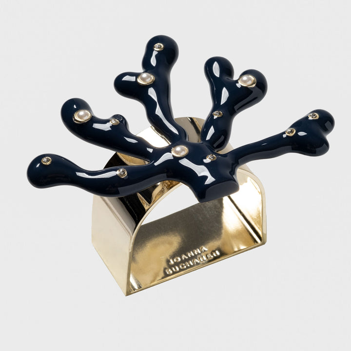 Coral Napkin Rings, Navy, Set of Four