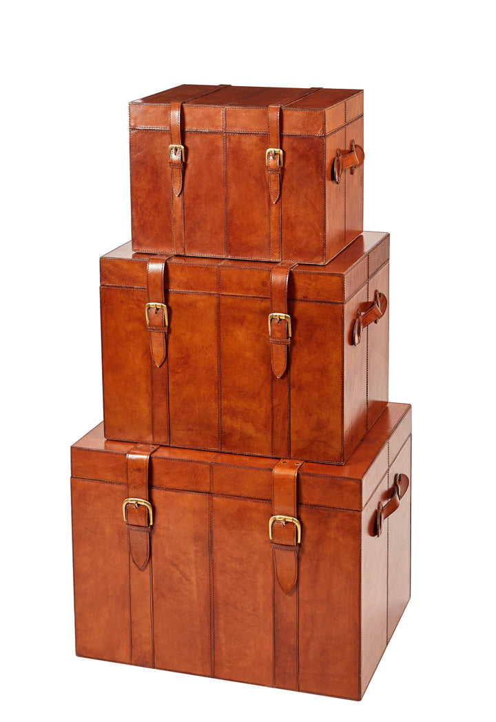 Parker Classic Tan Leather Trunks