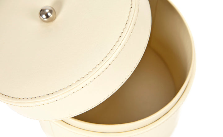 Pria Large Ivory Leather Vanity Pot