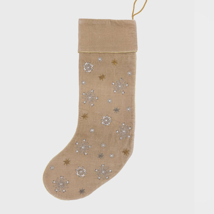 Taupe Snowflake Stocking - Extra Large