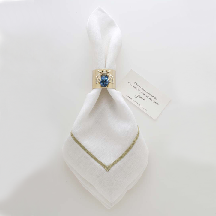 Blue Sparkle Bee Napkin Rings - Pair